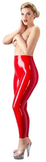Rote Latex-Leggings S