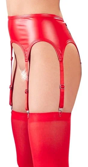 Roter Strapsgurt mit Strümpfen S/M