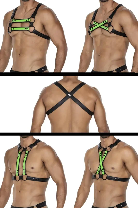 Schwarz/neongrüner Brust-Harness