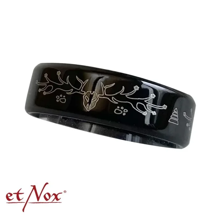 Schwarz polierter Ring ‚Hirschgeweih‘