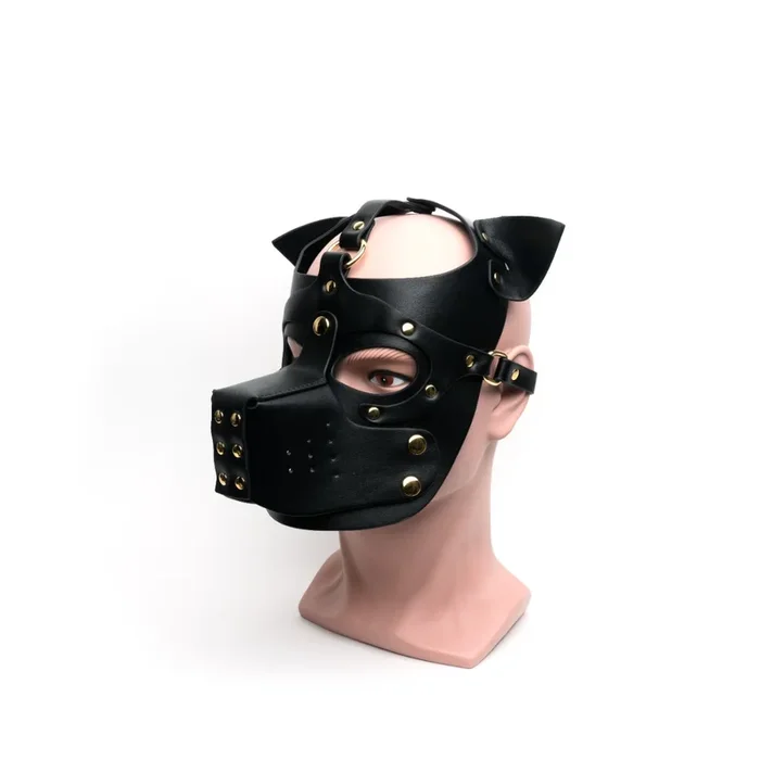 Schwarze Bondage Hundemaske