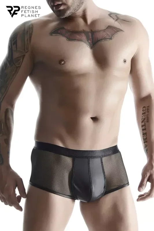 Schwarze Boxershorts aus Wetlook und Mesh