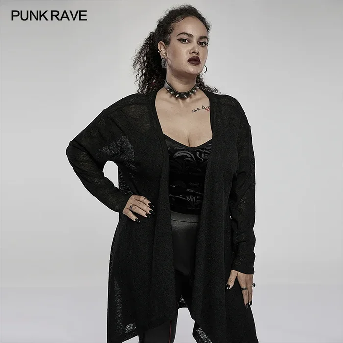 Schwarze Damenstrickjacke im Nu Goth Stil