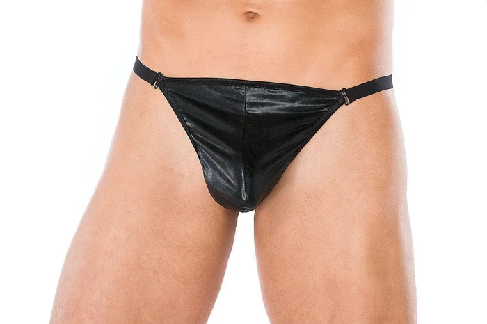 Schwarzer Wet-Look-String