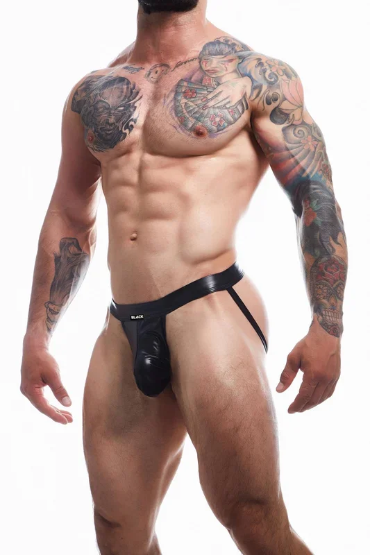 Schwarzer Wetlook Jockstrap