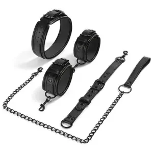 Schwarzes Hals- und Handfesseln-Set – verstellbares Bondage-Accessoire