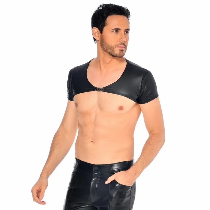 Sehr kurzes Wetlook-Oberteil, kurzärmlig