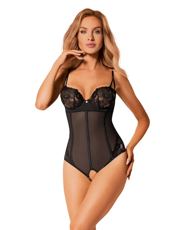 Serena Love – Body mit offenem Schritt – Schwarz
