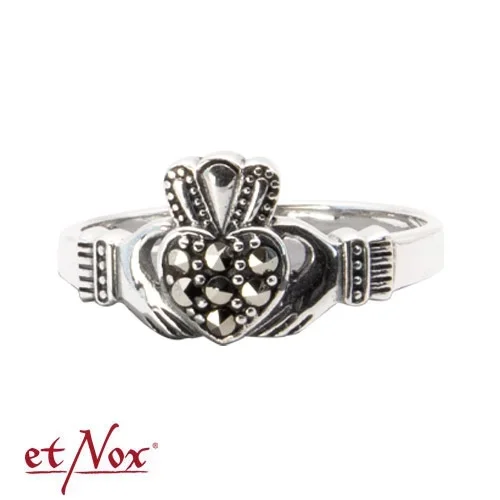 Silberring ‚Markasit-Claddagh‘