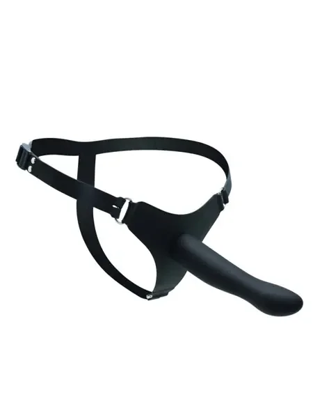 Silikon-Strap-On mit glattem Dildo (16cm), schwarz