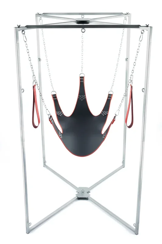 Sling Kit Leder 5 Punkte Schwarz-Rot Armatur Grau