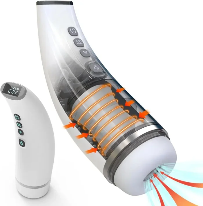 Smart LCD display masturbation cup with 7 suction modes and 10 vibration modes