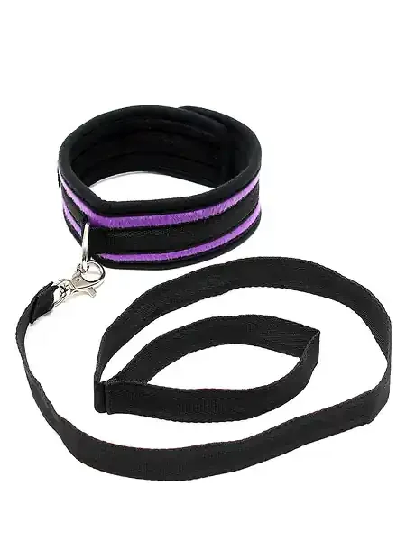 Soft Collar Halsfessel mit Führleine, schwarz/lila