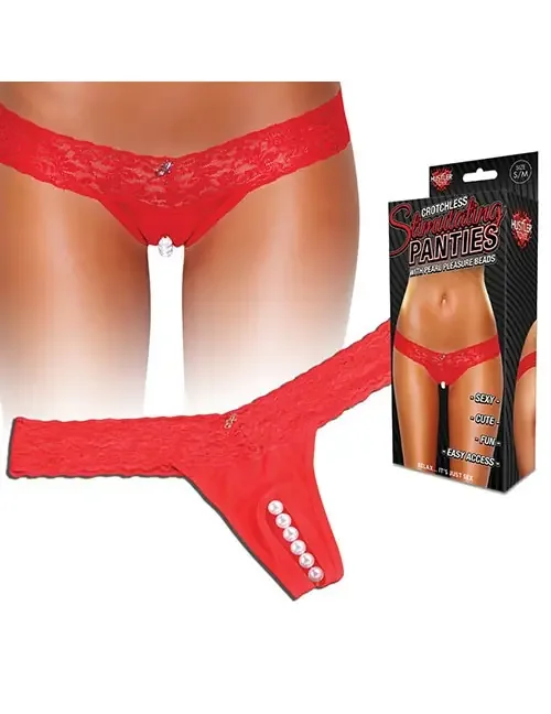 Spitzen-Panty ouvert, mit stimulierender Perlenkette