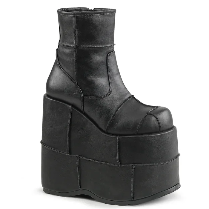 Stack-201 (Boots Größe: 10 – Gr. 42, High Heel Farbe: Schwarz Kunstleder)