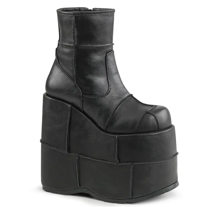 Stack-201 (Boots Größe 11 – Gr. 43, High Heel Farbe Schwarz Kunstleder)