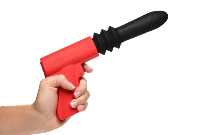 Stoßender Pistole Vibrator – Schwarz/Rot