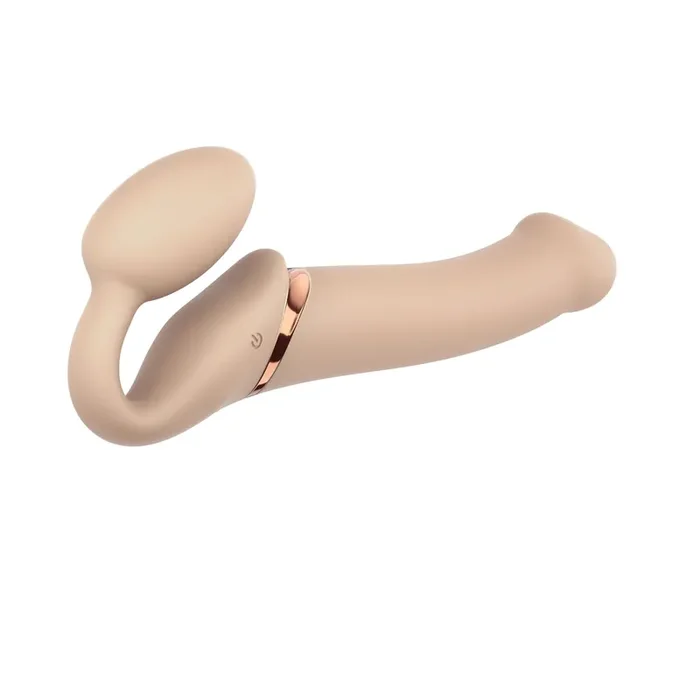 Strap On Me – Halterloser vibrierender Strap-on Dildo – Größe L – Beige