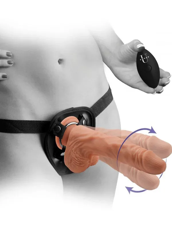 Strap U 10X Groove Harness Set Strap-On Harness + Vibrator, haut/schwarz
