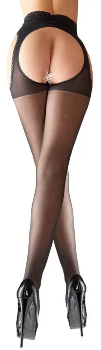 Straps-Strumpfhose mit Spitzenbund