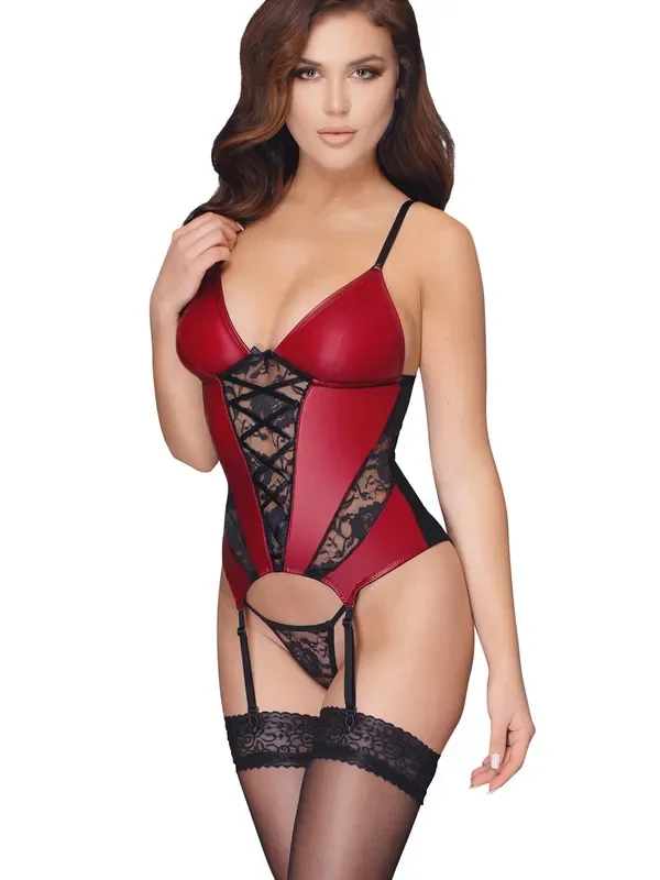 Strapshemd-Set mit String, rot