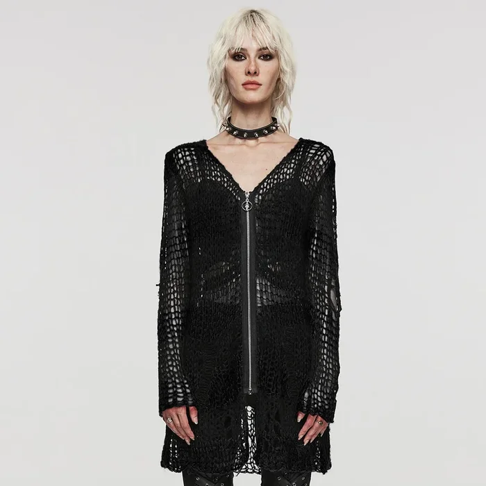 Strickcardigan mit Punk- und Grunge-Elementen