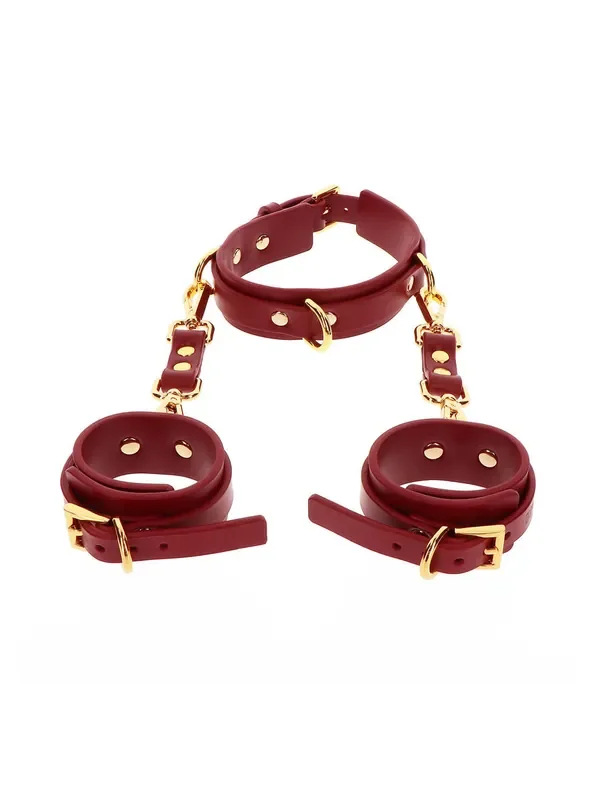 TABOOM Bondage D-Ring Collar and Wrist Fessel-Set, rot