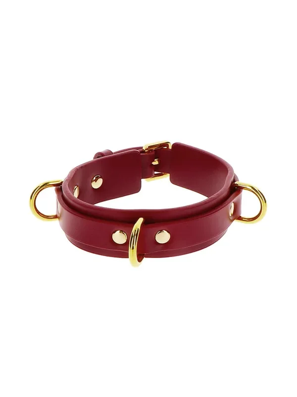 TABOOM Bondage D-Ring Collar Deluxe Halsband, rot
