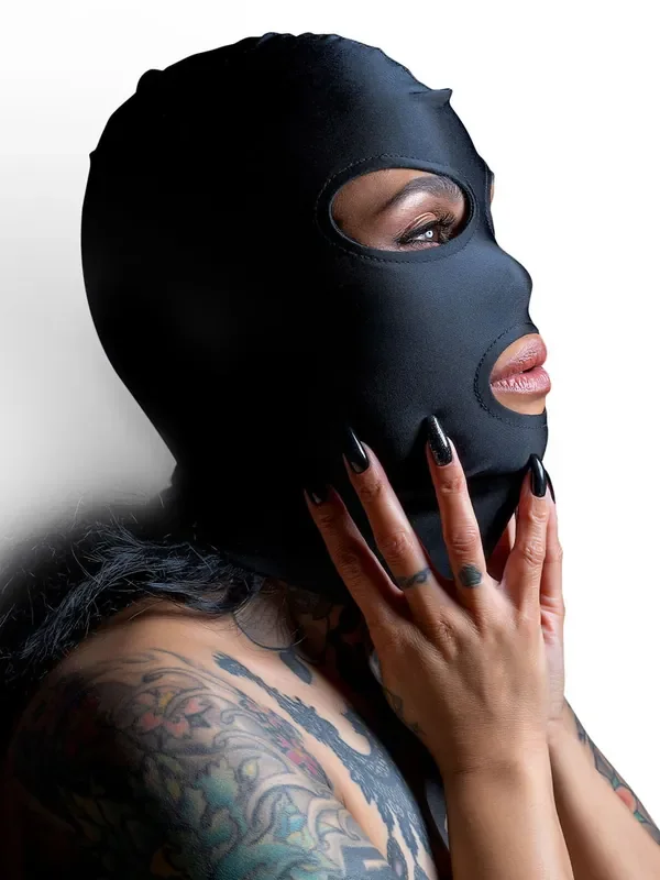 TABOOM Spandex Hood Kopfmaske mit 3 Öffnungen, schwarz