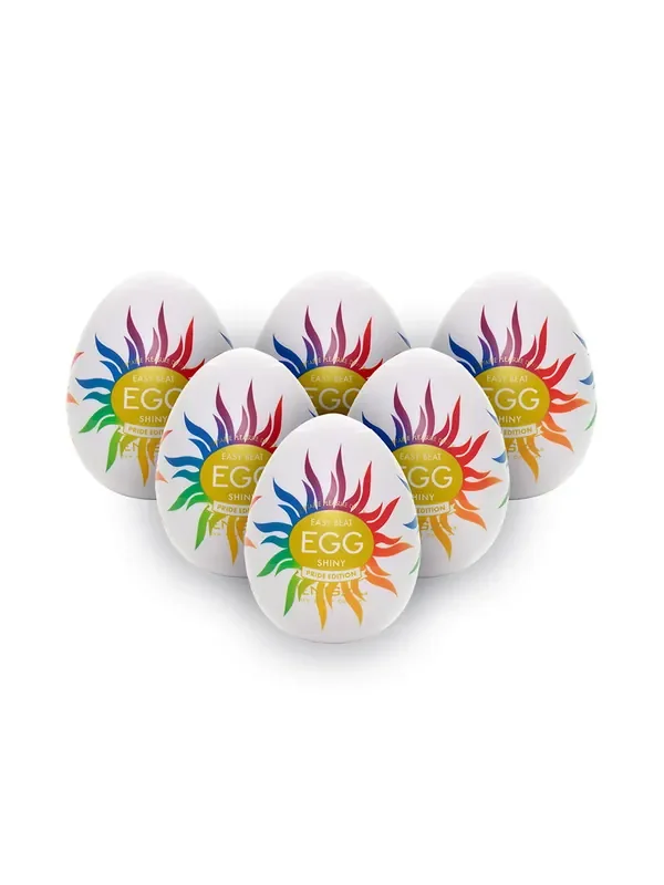Tenga Egg Shiny Pride Edition Einweg-Masturbator 6er Pack, weiß