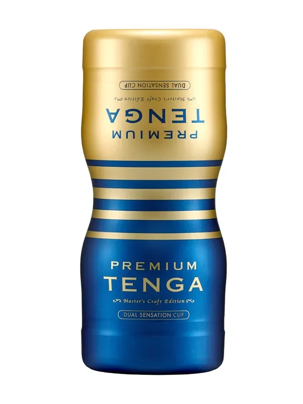 Tenga Premium Dual Sensation Masturbator, blau/gold