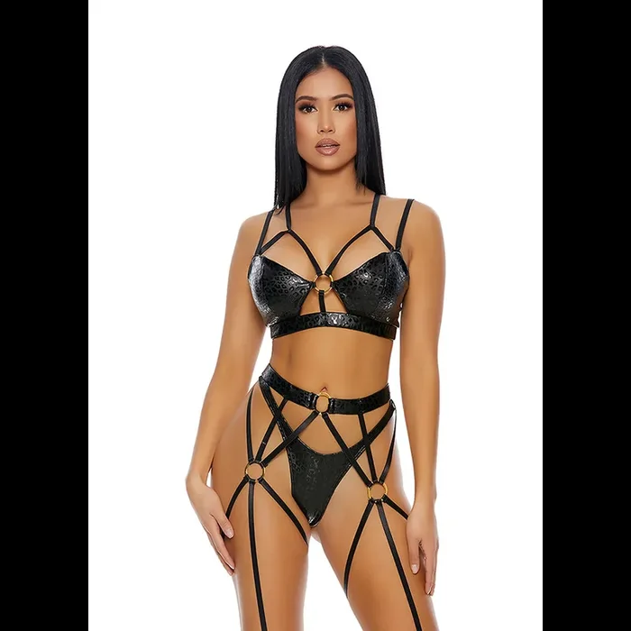 That‘s My Spot Cheetah Print Lingerie Set – L – Black