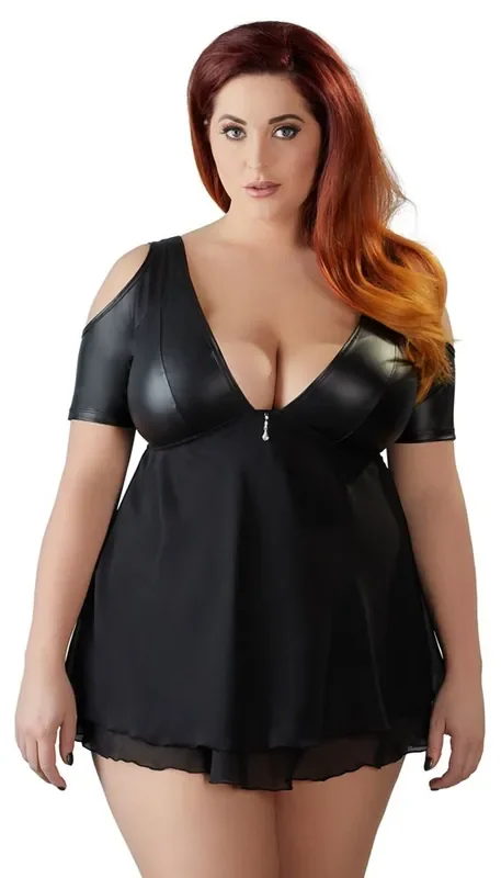 Top aus Wetlook und Chiffon
