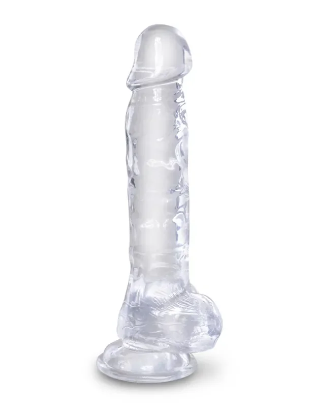 Transparenter Dildo mit Hoden – King Cock 8