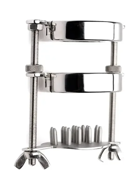 Triune Ball Stretcher with Spiked Crusher Edelstahl-Hodenzwinge