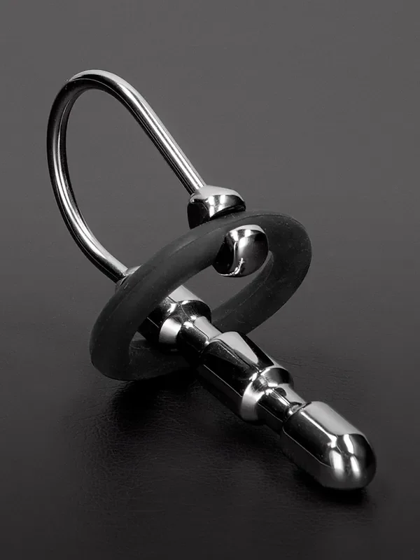 Triune Bumpy Urethral Stretcher Edelstahl-Penisplug mit Silikon-Eichelring