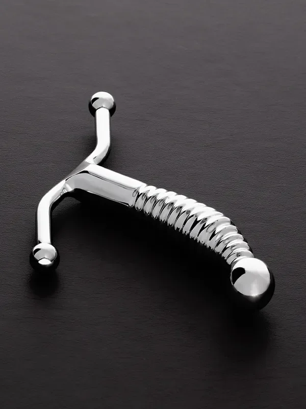 Triune Ribbed G-Spot Stimulator Edelstahl-Dildo