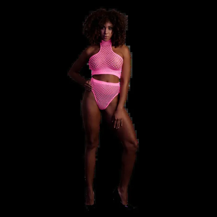 Turtle Neck and High Waist Slip – One Size – Neon Pink