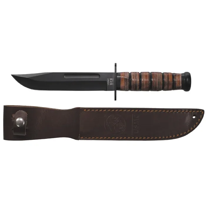 USMC Kampfmesser mit Griff aus Lederringen