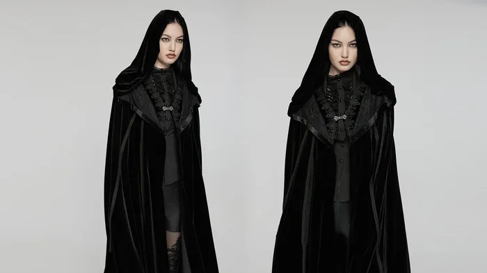 Vampir Cape aus Samt mit Kapuze