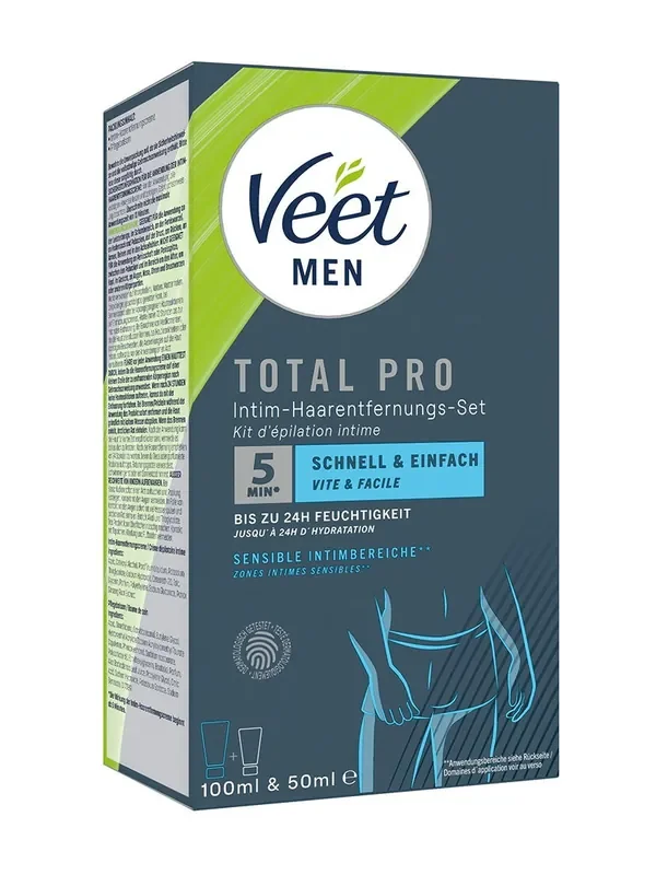 Veet Men TOTAL PRO Intim-Haarentfernungs-Set (150 ml)