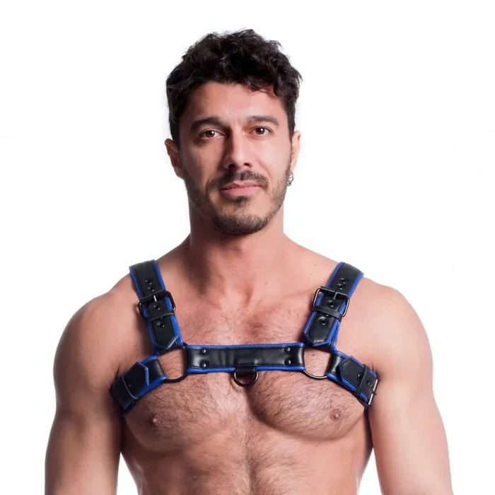 Veganer Bulldog Harness – Schwarz/Blau