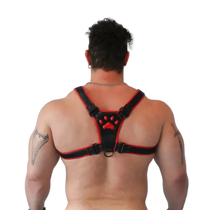 Veganer Puppy Harness – Schwarz-Rot, Größe L/XL