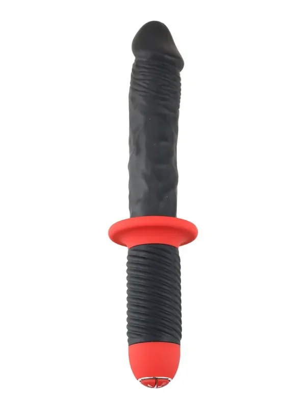 Vibrator-Dildo mit Griff in Schwarz/Rot