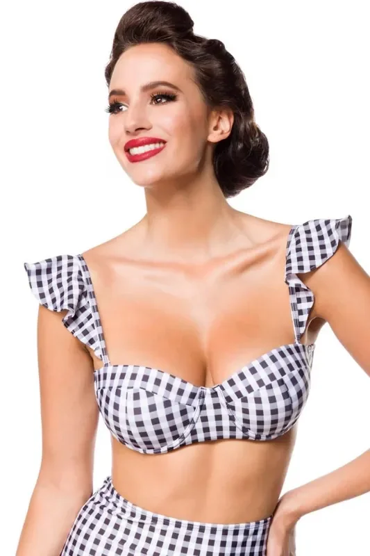 Vintage Bikinioberteil (Grösse S, Farbe Schwarz / Weiss)