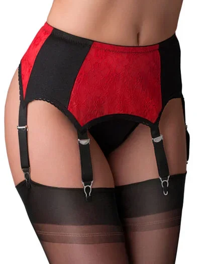 Vintage Hüftgürtel Schwarz mit roter Spitze