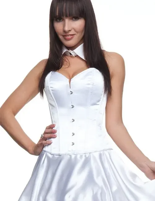 Vollbrust-Korsett aus Satin in weiss