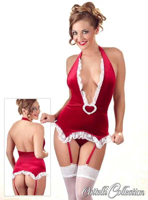 Weihnachtsbody mit Spitze und Strapsen