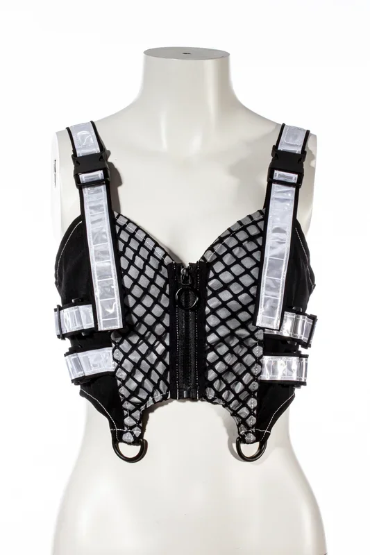 Weiß-schwarzes Damen-Crop-Top