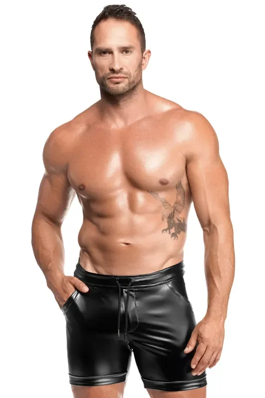 Wetlook Herrenshorts mit Kordelzug – Schwarz